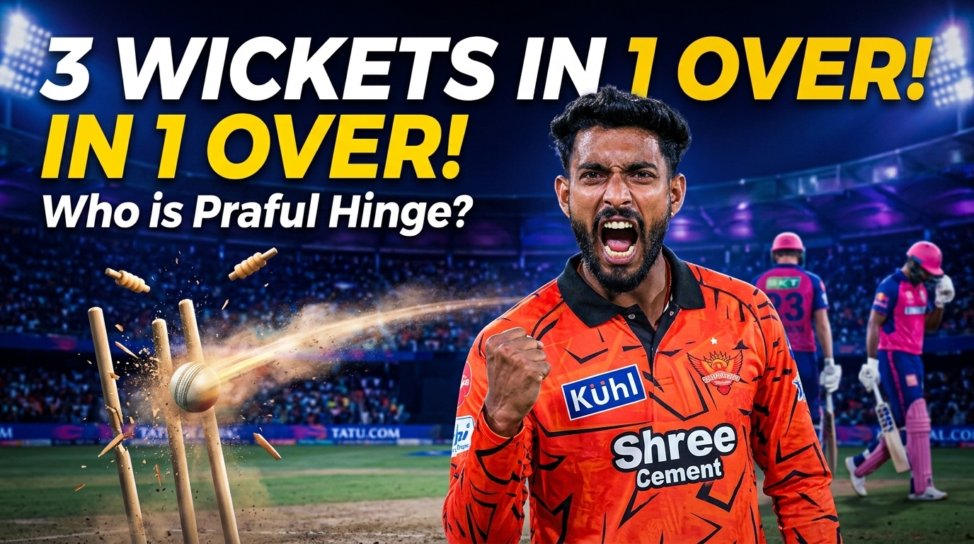 Praful Hinge SRH pacer celebrating after taking 3 wickets in first over on IPL debut vs Rajasthan Royals