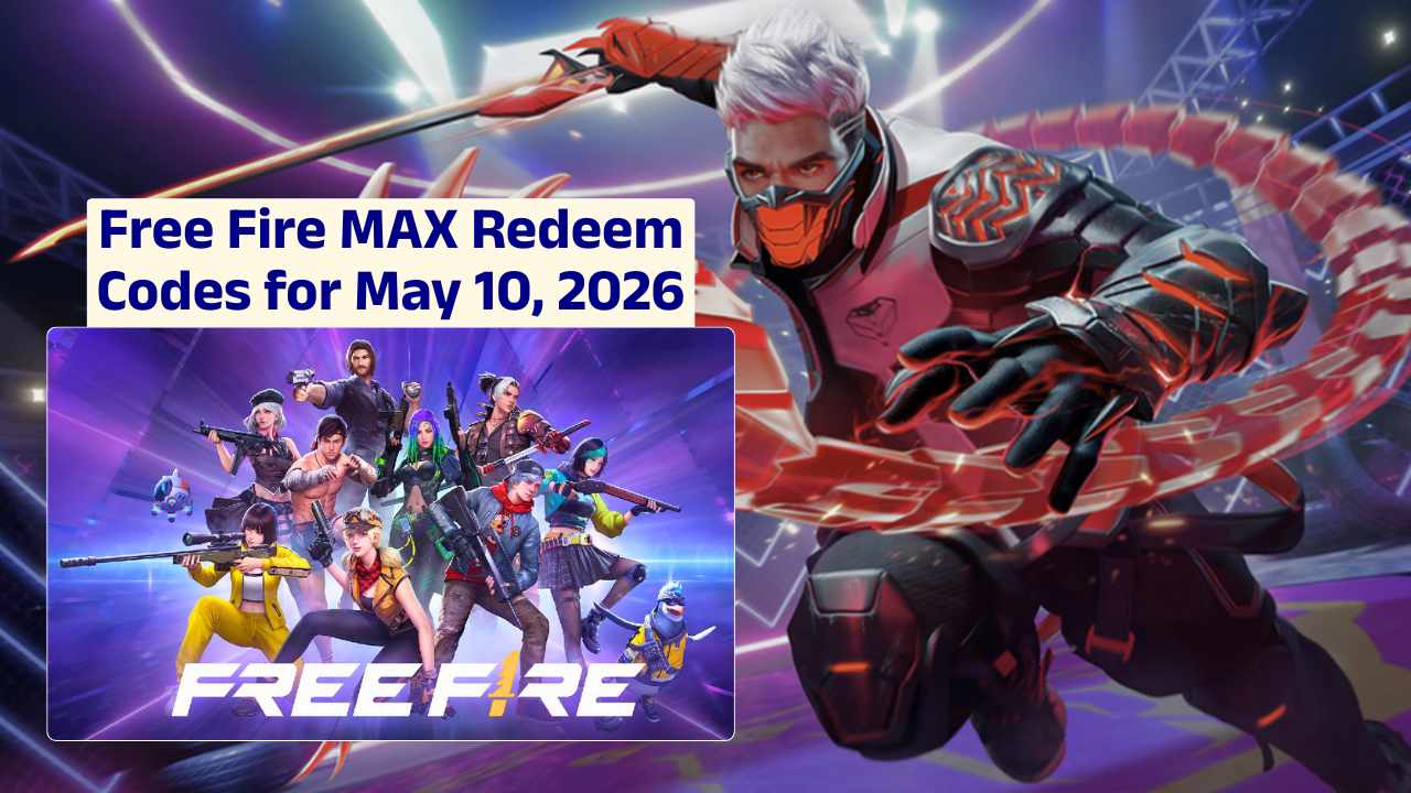 Free Fire MAX redeem codes for May 10 2026 with free diamonds and weapon skins
